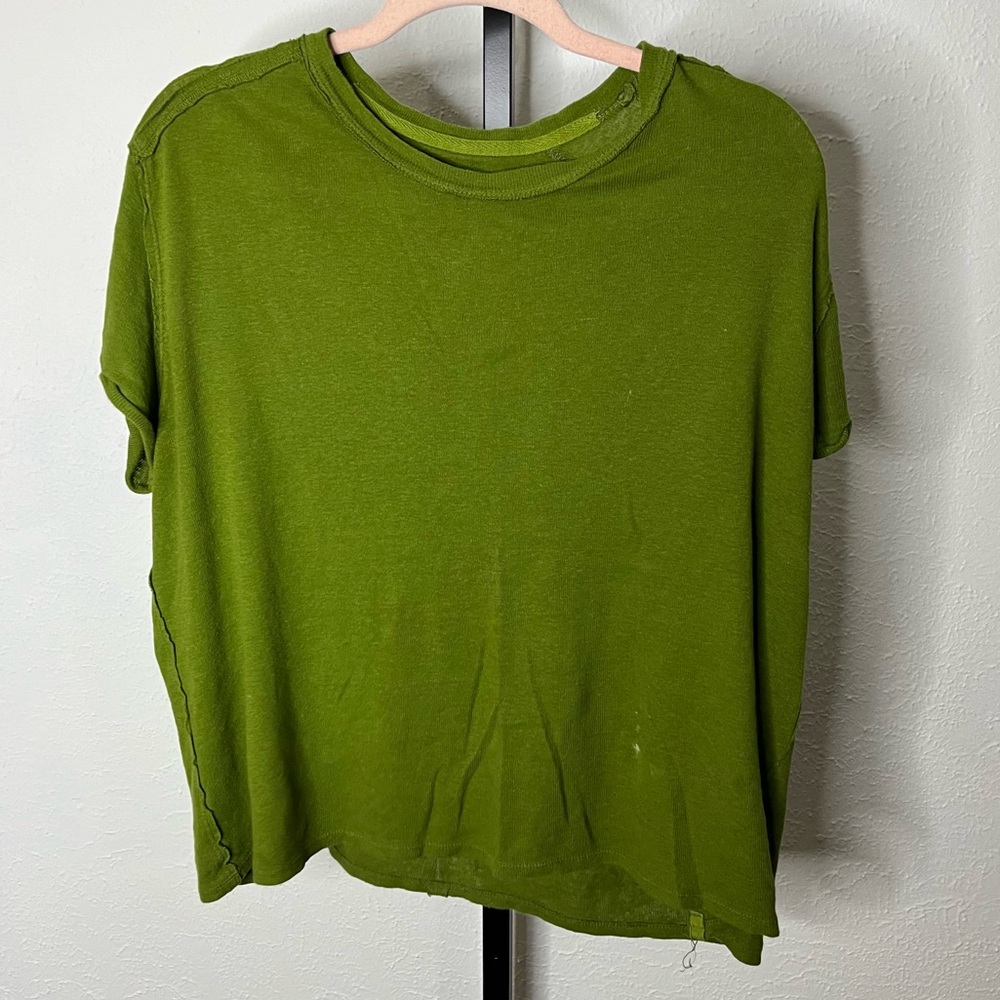 We The Free Green Linen & Cotton Oversided Top Size XS